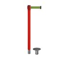 Montour Line Stanchion Belt Barrier Removable Base Red Post 7.5ftOlive Belt MSX630R-RD-OL-75